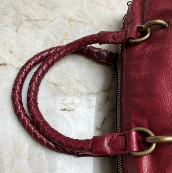 LIEBESKIND Berlin Buttery Soft Leather Wine/Burgundy  Crossbody Satchel Tote - Picture 5 of 10